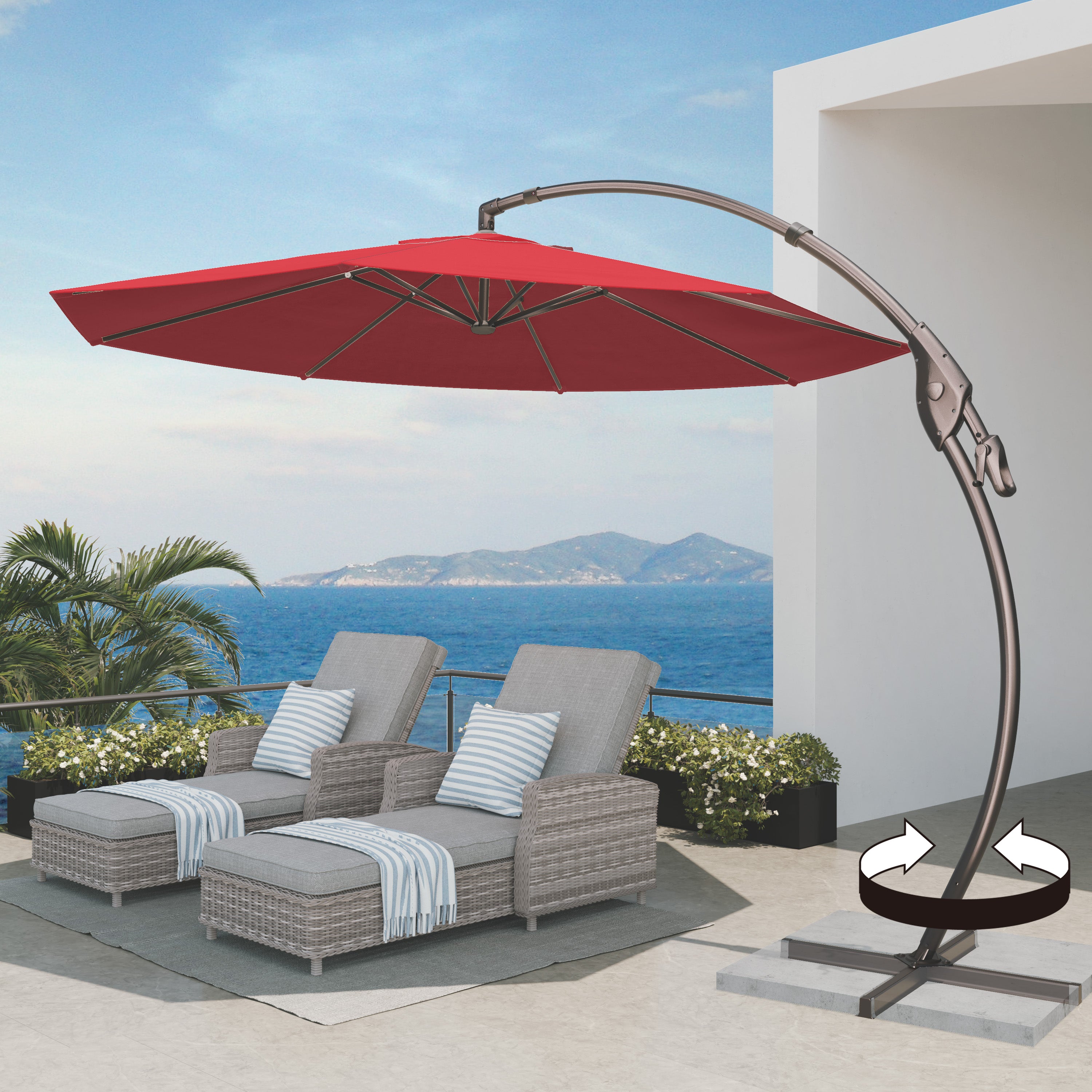 GRAND PATIO Napoli 11 FT Cantilever Offset Umbrella with 360° Rotation – GRANDPATIO