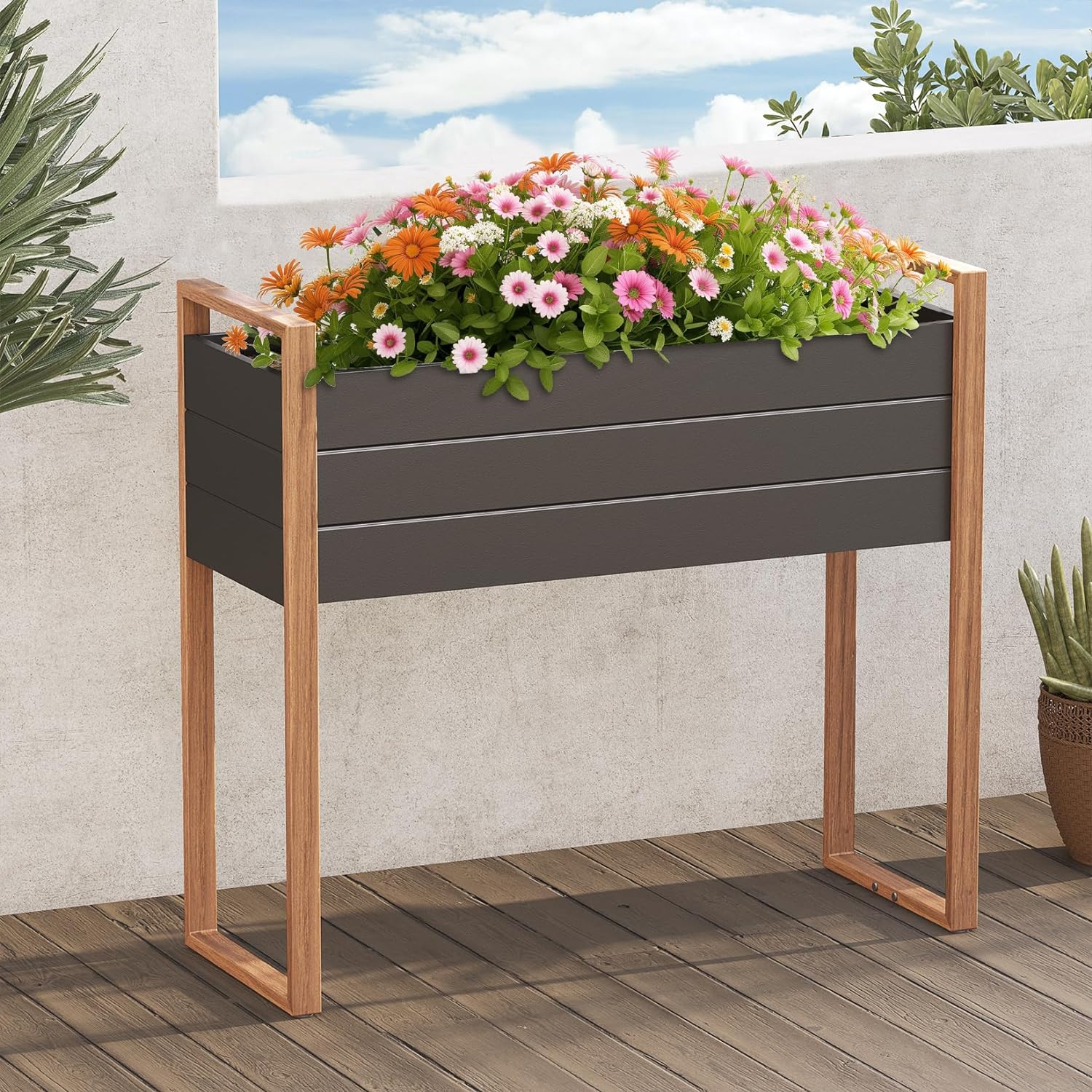 GRAND PATIO Duisburg Raised Garden Bed with Legs, Weather-Resistant Elevated Planter Box with Drainage Holes