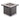 Square fire pit table with gray top and black base on a white background