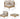 Wicker outdoor furniture set with beige cushions and dimensions on a white background
