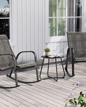 GRAND PATIO Outdoor 3-Piece Patio Bistro Rocking Chair Set, Steel Rocker Seating Outside for Front Porch, Garden, Patio, Backyard