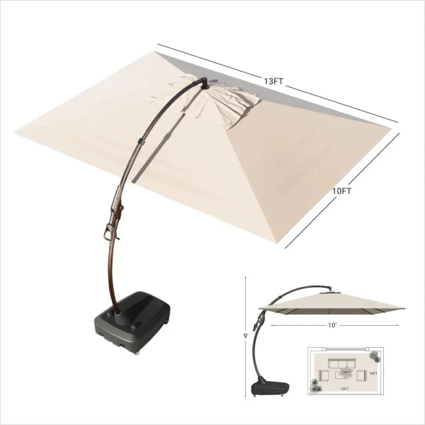 10x13 patio umbrella menards GRAND PATIO 10x13 FT Rectangular Cantilever Patio Umbrella with Base & – GRANDPATIO