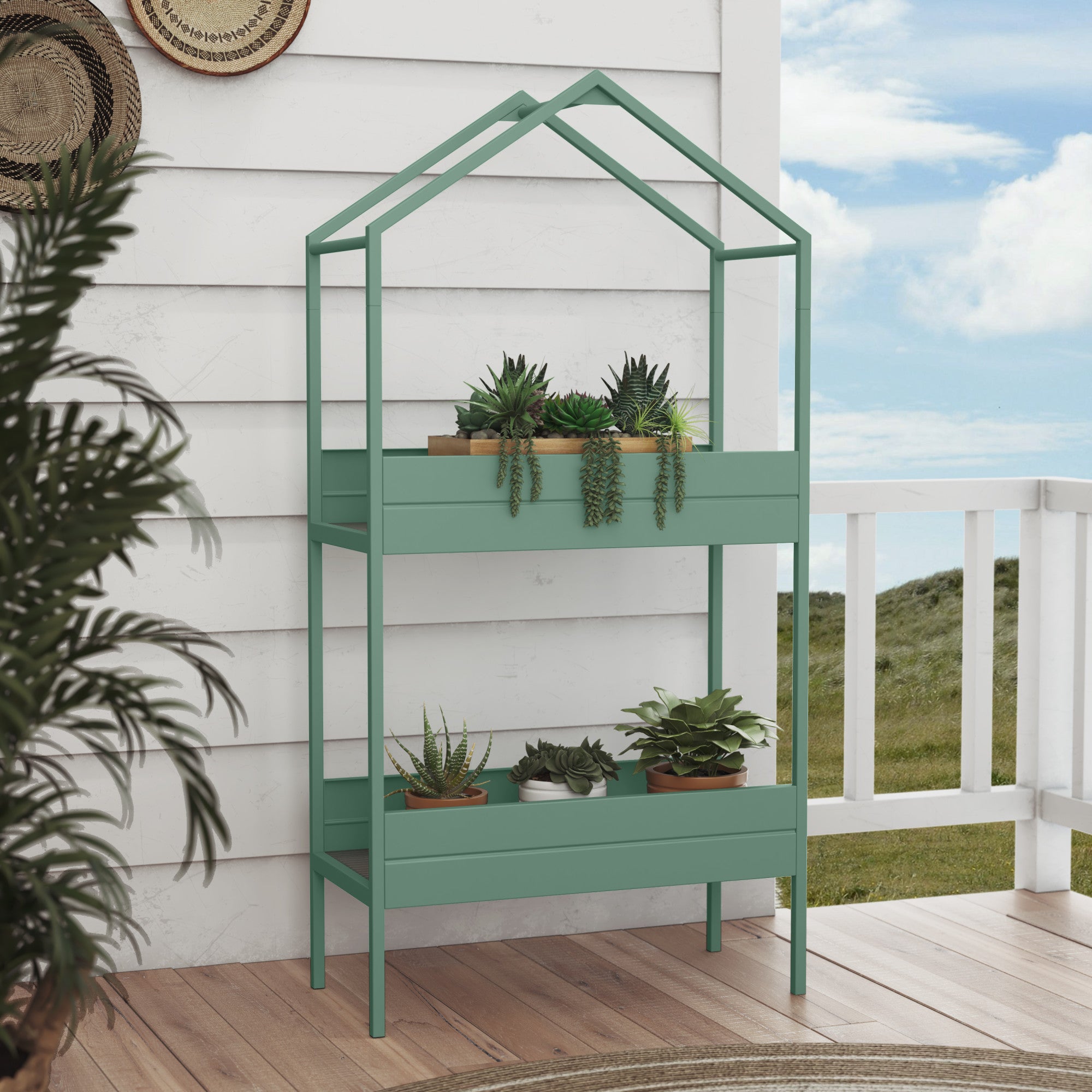 plant cart indoor Grandpatio Outdoor Steel Planter Stand With Large Storage