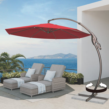 GRAND PATIO Napoli 11 FT Cantilever Offset Umbrella with 360° Rotation.