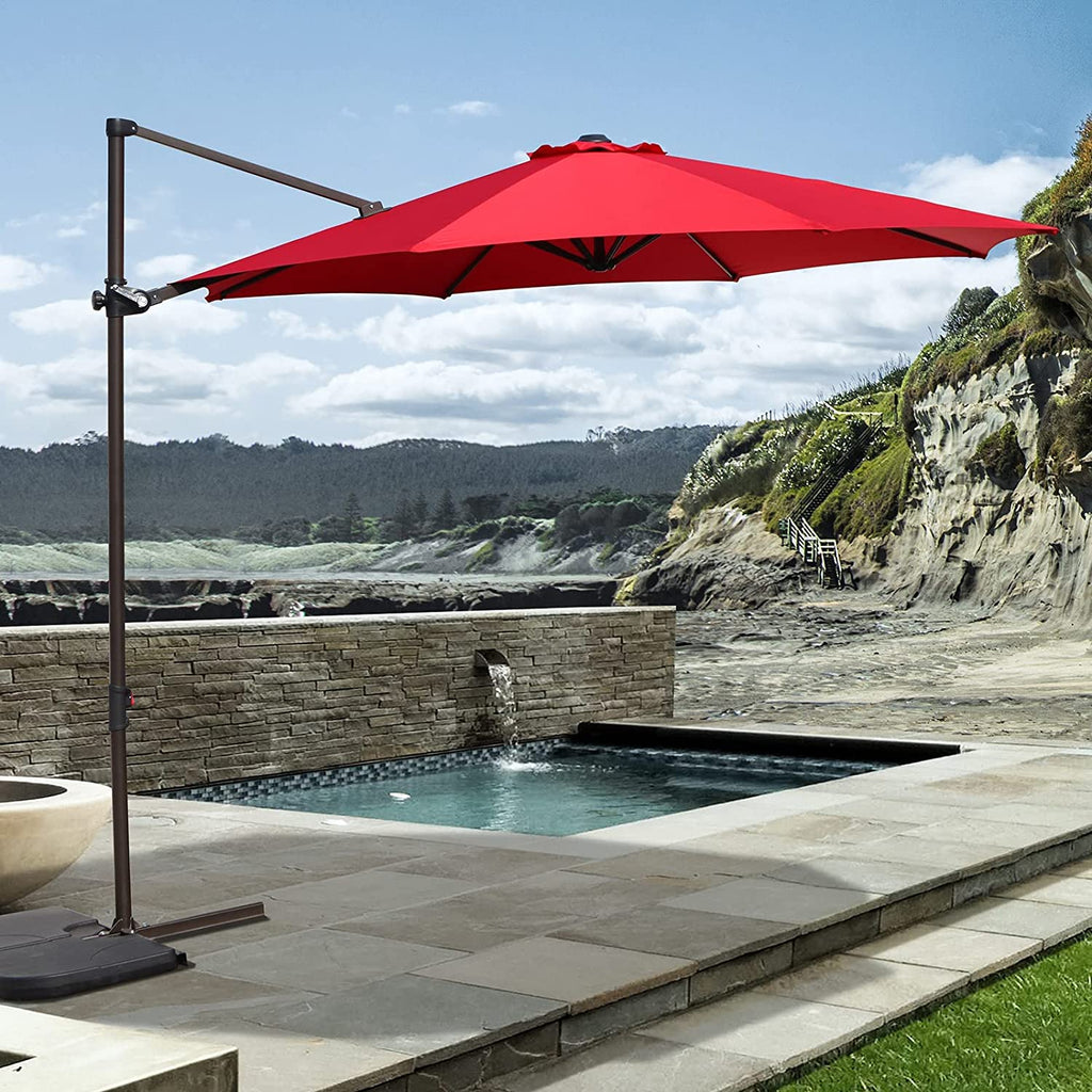 grand patio deluxe offset umbrella GRAND Patio 10FT Outdoor Aluminum Patio Umbrella, Market Cantilever large Outdoor Umbrella Polyester Patio Shade UV Protection,Offset Patio Umbrella W