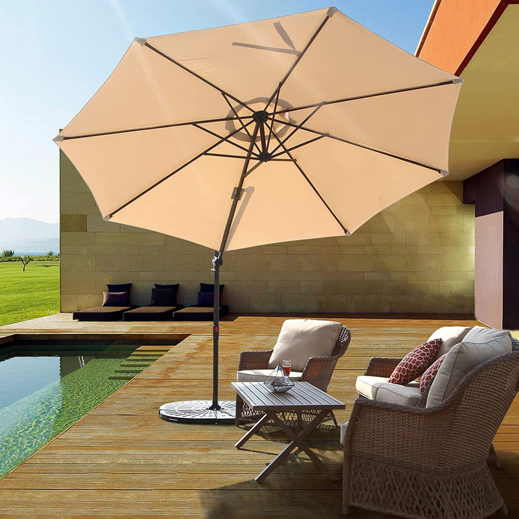 grand patio deluxe 10-foot curved aluminium offset umbrella GRAND PATIO 10FT Outdoor Aluminum Patio Umbrella, Market Cantilever la –  GRANDPATIO