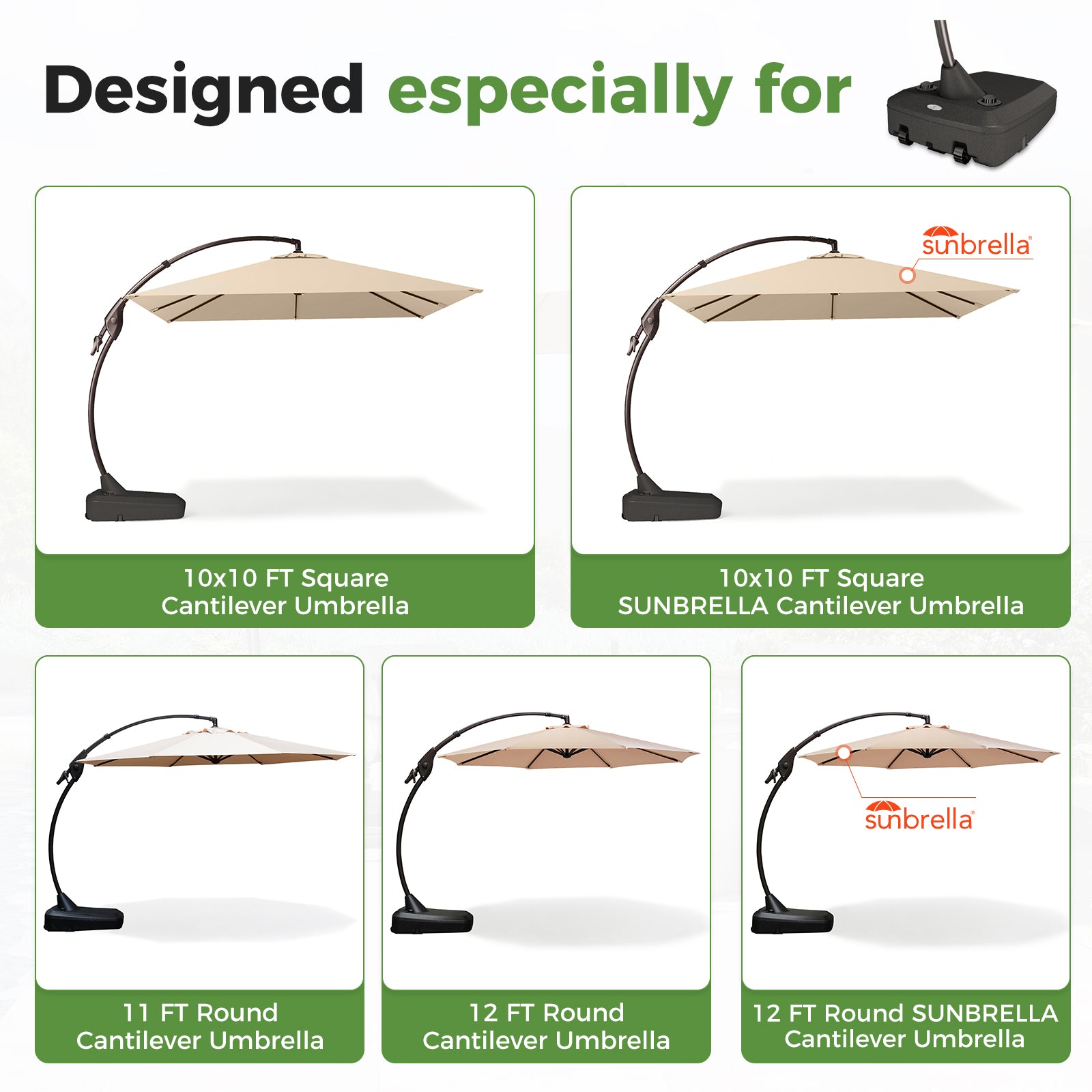 GRAND Patio Offset Patio Umbrella Base (Does not include Base cross, wheels and sleeves)