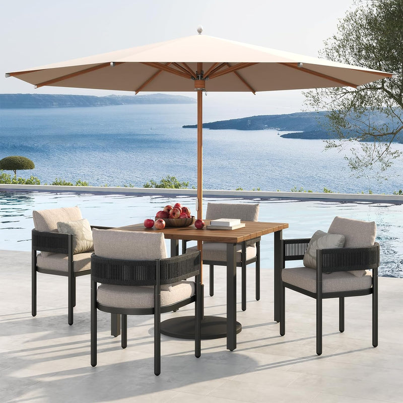 缅因全铁露管藤编正餐椅4件套 美亚爆品等库存GRAND PATIO Outdoor Dining Chair Set, Metal Woven Wicker Fixed Patio Chairs with Grey Cushions.