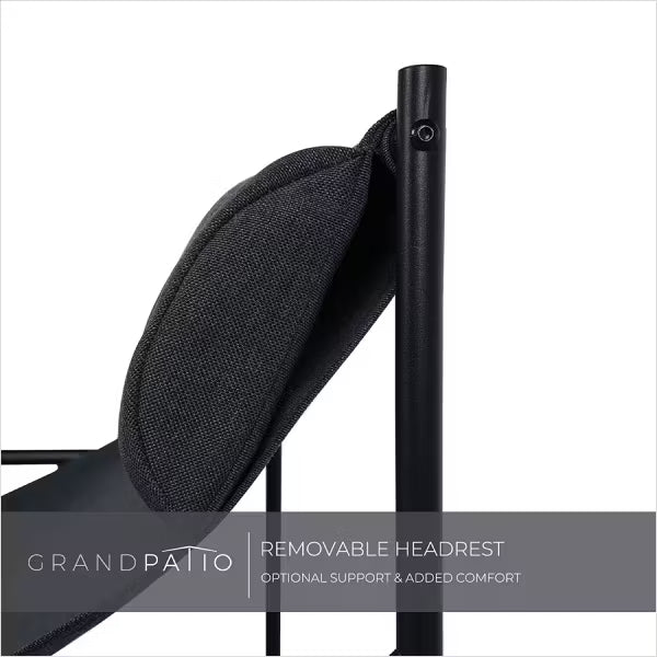 Black office chair with a removable headrest on a white background, featuring the brand 'GrandPatio'.