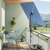 GRAND PATIO JENA 6x4 FT rectangular flat patio market umbrella in light blue, positioned on a balcony with chairs and gree...