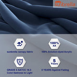 GRAND PATIO 12 ft Napoli cantilever umbrella in dark blue Sunbrella fabric with a protective cover displayed.