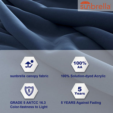 GRAND PATIO 12 ft Napoli cantilever umbrella in dark blue Sunbrella fabric with a protective cover displayed.