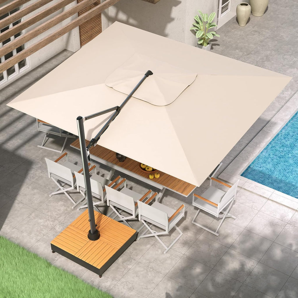 at home patio umbrella GRANDPATIO 10ft Cantilever Patio Umbrella 360° Rotation