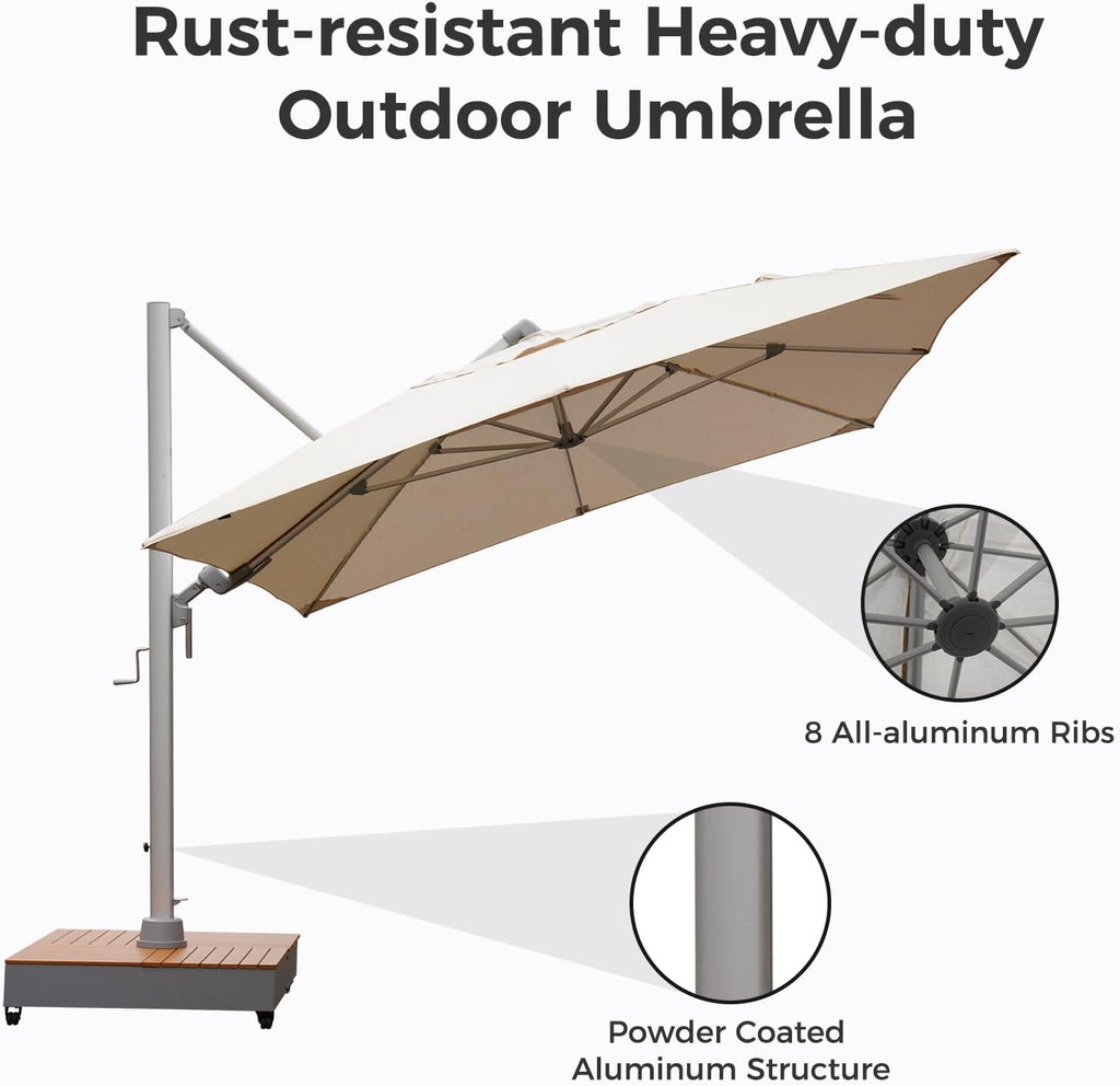 heavy duty aluminum patio umbrella GRAND PATIO 10x13 FT Premium Cantilever Patio Umbrella with Weighted M –  GRANDPATIO