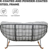 GRAND PATIO Double-seat Rocking Chair, Outdoor Oversized Rocking Papasan Chair with Padded Cushion.