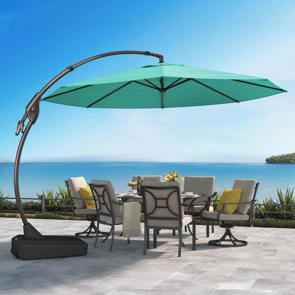 12FT Round Sunbrella Cantilever Umbrella with Base