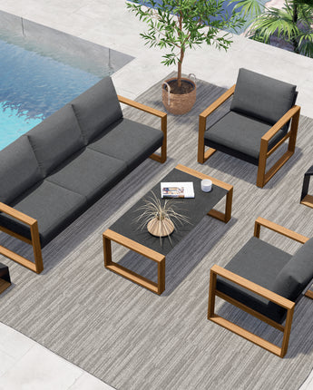 GRAND PATIO Outdoor Duisburg Aluminum Conversation Sofa Sets, with Removable  Cushion and Coffee Table