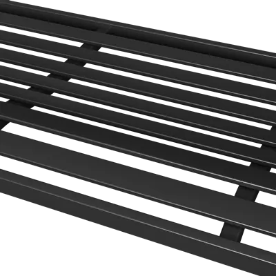 Black metal grid on a white background