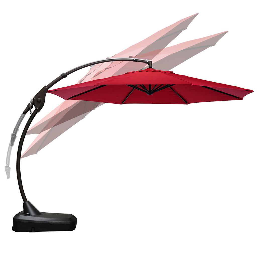 grand patio napoli deluxe 11 ft offset umbrella Cantilever Patio with Base, Round Large Umbrellas for Garden Deck Pool AGV K1 S US Premium quality canopy made Style::Matte Black interest-cycling