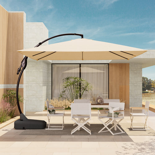 GRAND PATIO 10X10 FT Sunbrella Cantilever Umbrella with Base and Umbrella Cover,  Square Aluminum Patio Umbrella