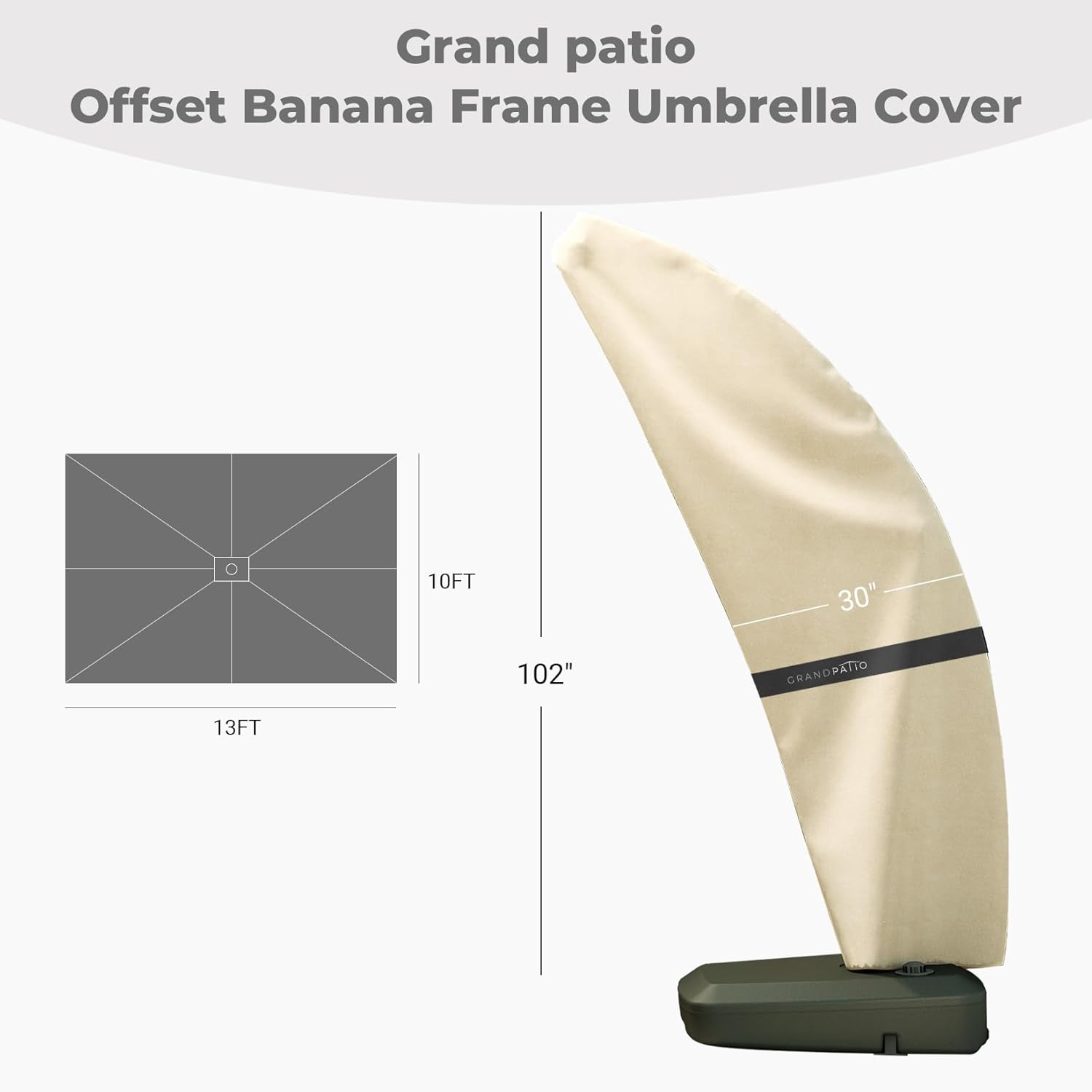 GRAND Patio Deluxe Cantilever Umbrella Cover for 9 to 12 ft Offset Umbrella, 10×13 ft Offset Umbrella, Banana Style Patio Umbrella Cover GRAND Patio Deluxe Cantilever Umbrella Cover for 9 to 12 ft Offset Umbrella, 10×13 ft Offset Umbrella, Banana Style Patio Umbrella Cover