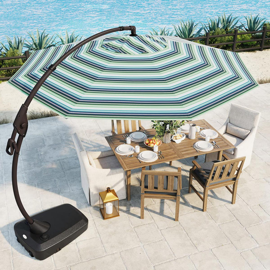 grand patio 11.5 umbrella 11 FT Cantilever with Base Outdoor Large Round Aluminum Offset Umbrella for Pool Garden Backyard (Stripes, 11 FT) : Patio, Lawn & Garden Grand patio Grand Patio Large 11-Ft Cantilever