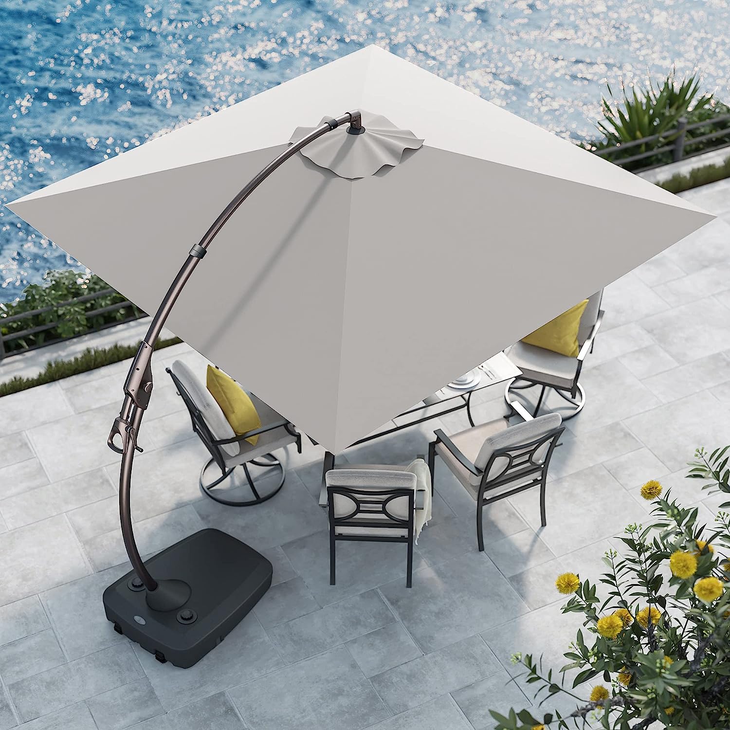 Sunbrella Cantilever Napoli Hanging Umbrella with Big Base