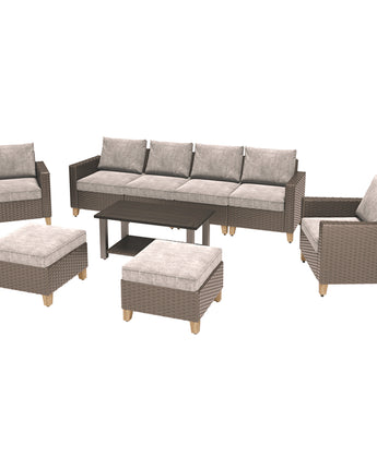 GRAND PATIO Sofa Sets 9 Pieces Conversation Set with Coffe Table, PE Wicker Patio Furniture Sectional Sofa with Thick Cushions for Yard Garden Porch