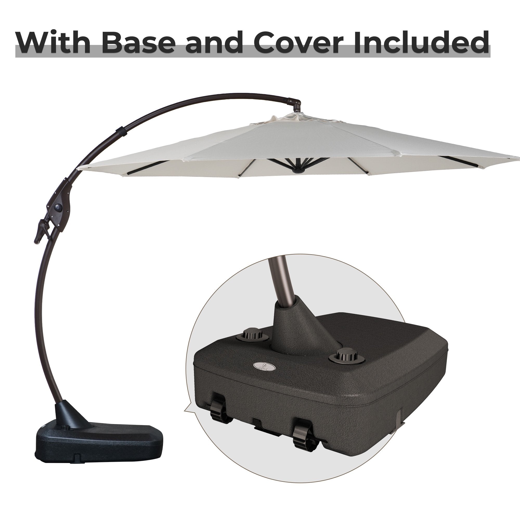 grand patio deluxe 11.5 umbrella 11 ft 12 ft Cantilever Patio with Base, Round Large Offset Umbrellas for Garden Deck Pool Sturdy umbrella base helps keep umbrella in the upright position for many years of use. Galtech 789 11' Deluxe Auto-Tilt
