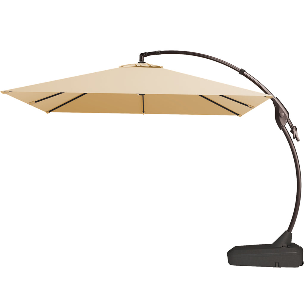 GRAND PATIO 10x10 FT Square Patio Cantilever Umbrella, Deluxe Curvy Offset Umbrella with Base(No Umbrella Cover)