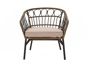 Wicker chair with cushion on a white background