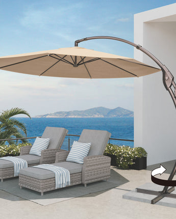 GRAND PATIO Napoli 11 FT Cantilever Offset Umbrella with 360° Rotation.