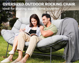 GRAND PATIO Double-seat Rocking Chair, Outdoor Oversized Rocking Papasan Chair with Padded Cushion.