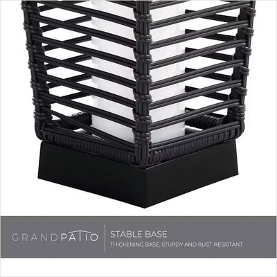 Black woven lantern with a thickening base on a white background, featuring the GrandPatio brand.