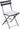 Black folding chair with a white cushion on a white background