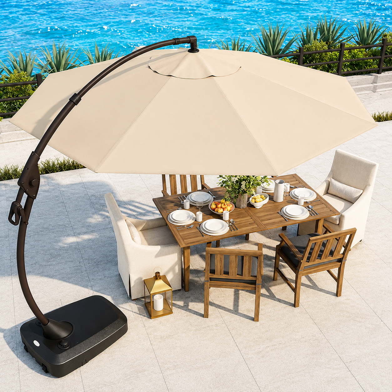 11 ft patio umbrella stand GRAND 12 ft Cantilever Patio with Base, Round Large Offset Umbrellas for Garden Deck Pool Grand patio GRAND Patio 11FT Cantilever Patio