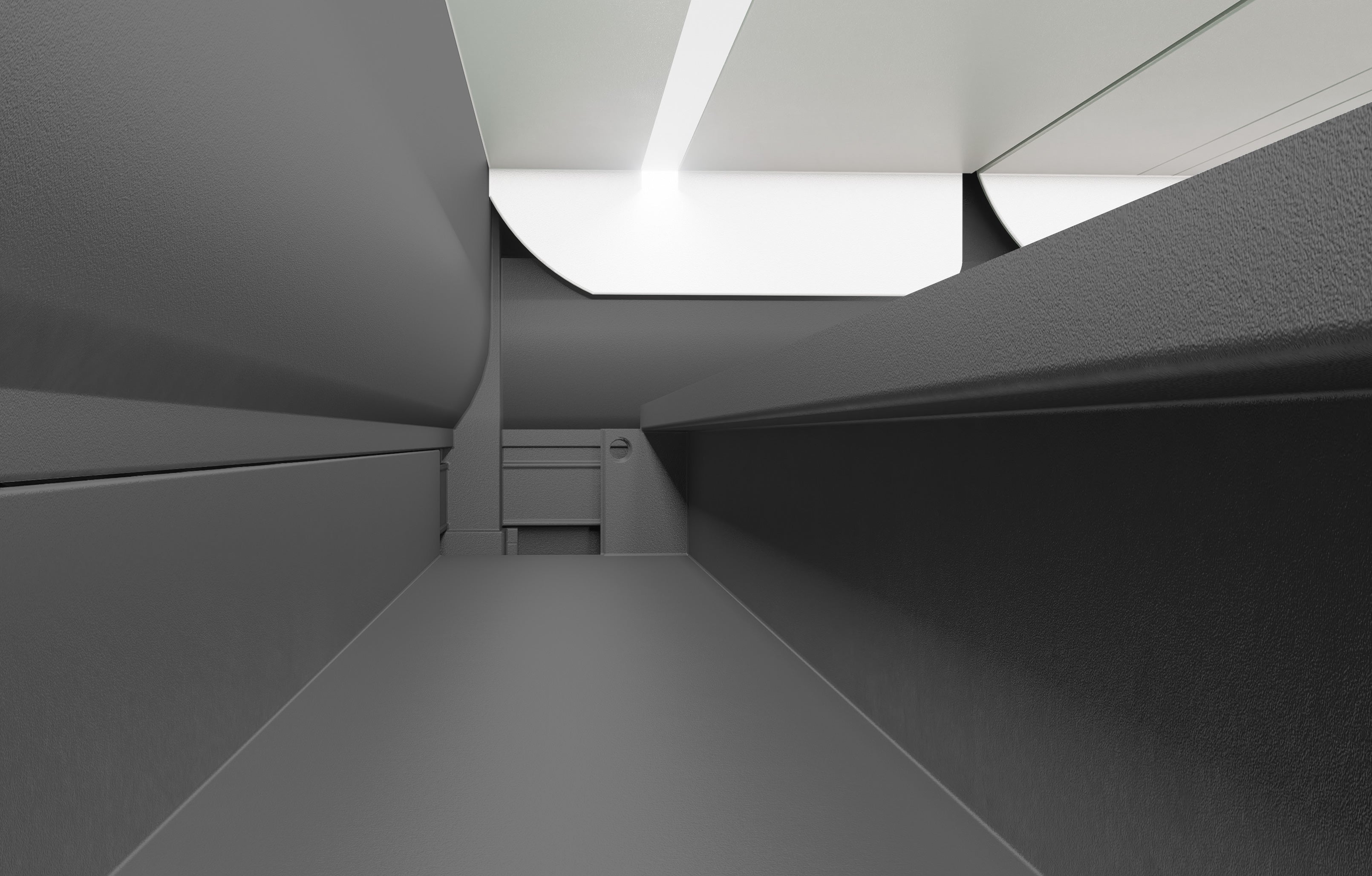 Gray geometric room with a skylight
