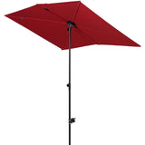 Grand Patio outdoor Jena 6x4 ft rectangular flat patio market umbrella in red with a black pole and adjustable height.