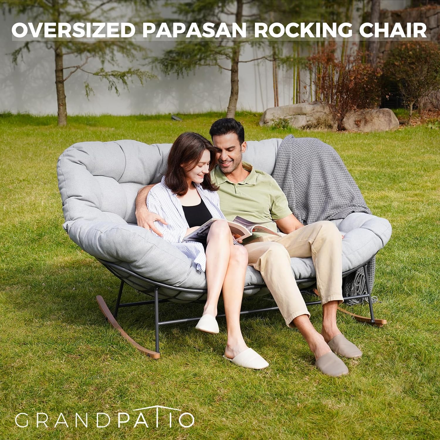 Granda Rocking Chair GRAND PATIO Double-seat Rocking Chair, Outdoor Oversized Rocking Papas ...