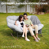 GRAND PATIO Double-seat Rocking Chair, Outdoor Oversized Rocking Papasan Chair with Padded Cushion.