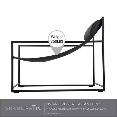 Black metal frame with a weight indicator showing 350 lbs, featuring GrandPatio branding.