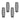 Set of four geometrically patterned vases on a white background