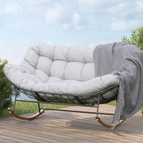 GRAND PATIO Double-seat Rocking Chair, Outdoor Oversized Rocking Papasan Chair with Padded Cushion.