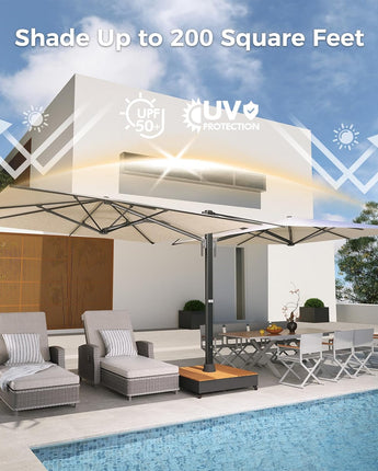 GRAND PATIO Large Double-Sided Patio Umbrella with Base 10x10 FT with Umbrella Cover
