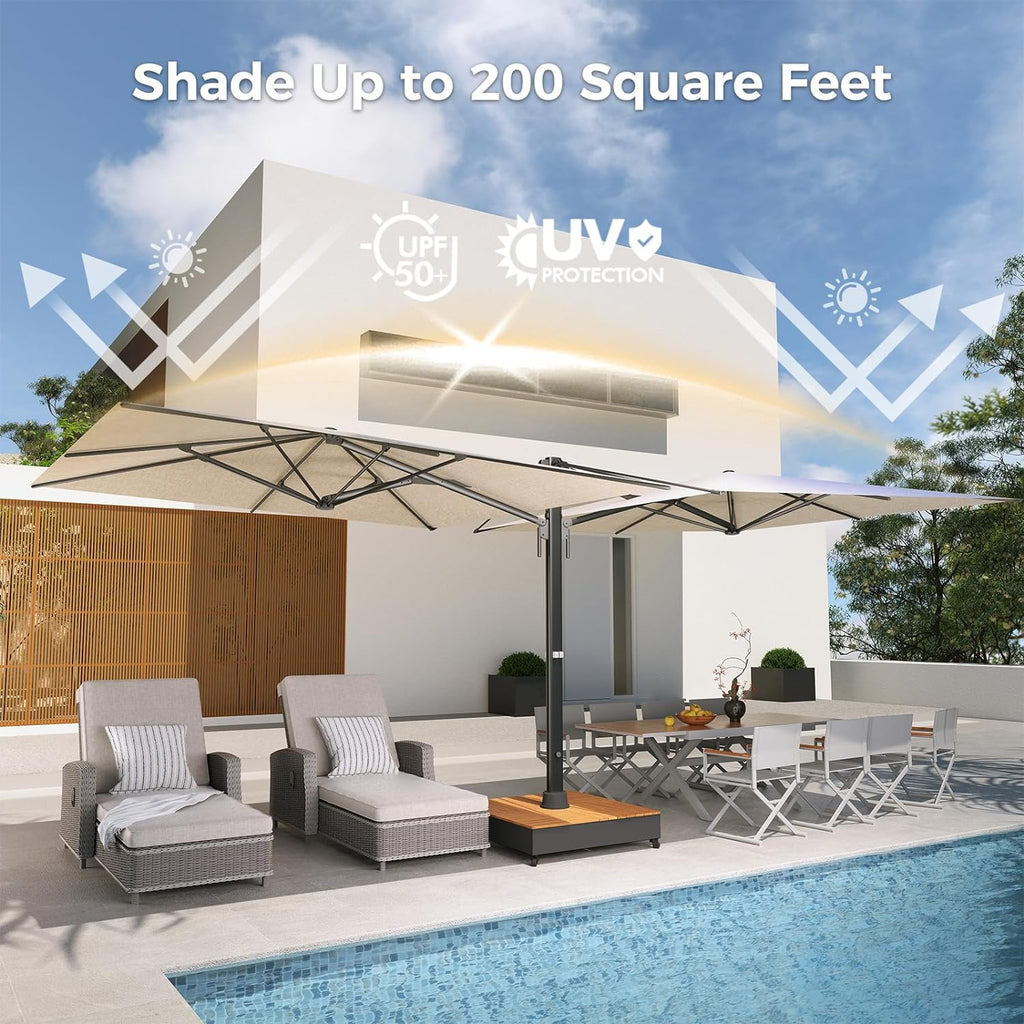 GRANDPATIO Duo Sidepost Aluminum Cantilever Patio Outdoor Umbrella