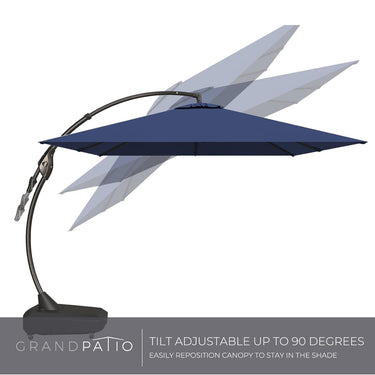 GRANDPATIO Large Rectangular Patio Umbrella with Base, with Umbrella Cover, Cantilever Umbrellas Easy Tilt.