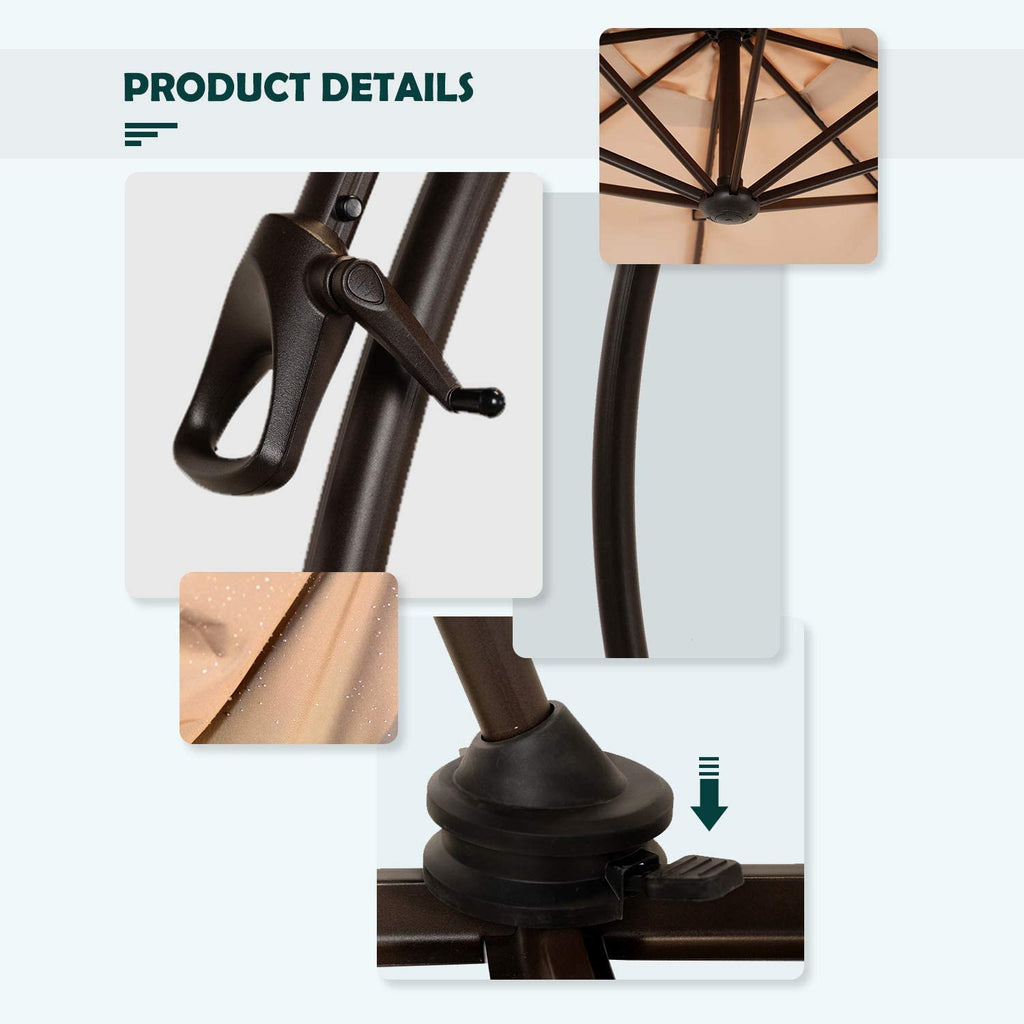 GRAND PATIO Napoli 11 FT Cantilever Offset Umbrella with 360° Rotation –  GRANDPATIO