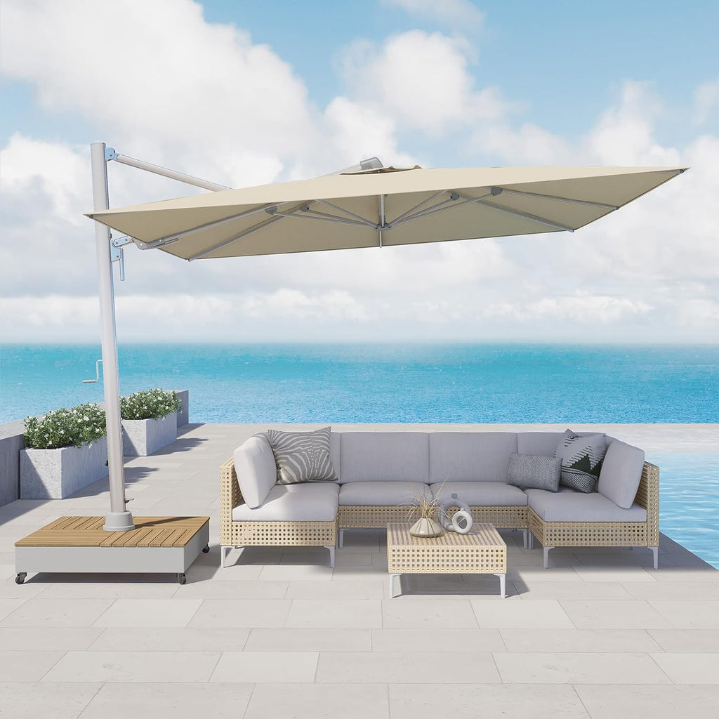art van furniture patio umbrellas GRAND PATIO 10x13 FT Premium Cantilever Patio Umbrella with Weighted Mobile Base
