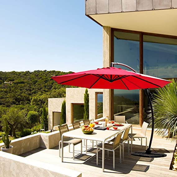 GRAND PATIO Napoli 11 ft Cantilever Offset Umbrella with 360° Rotation