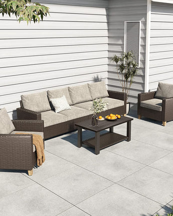 GRAND PATIO Sofa Sets 7 Pieces Conversation Set for 6 people with Coffee Table
